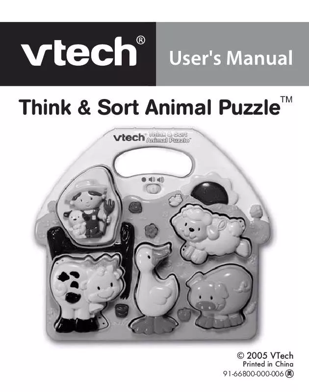 Mode d'emploi VTECH THINK AND SORT ANIMAL PUZZLE