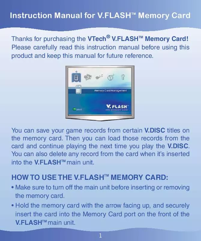 Mode d'emploi VTECH V.FLASH MEMORY CARD