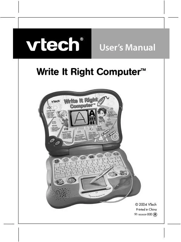 Mode d'emploi VTECH WRITE IT RIGHT COMPUTER