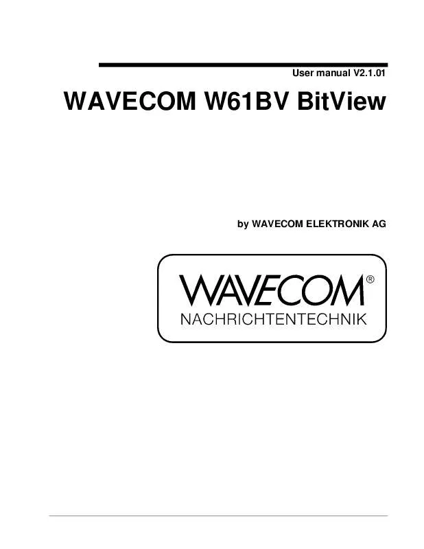 Mode d'emploi WAVECOM W61BV BITVIEW