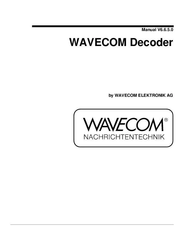 Mode d'emploi WAVECOM W61PC