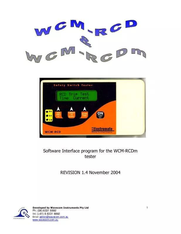 Mode d'emploi WAVECOM WCM-RCDM