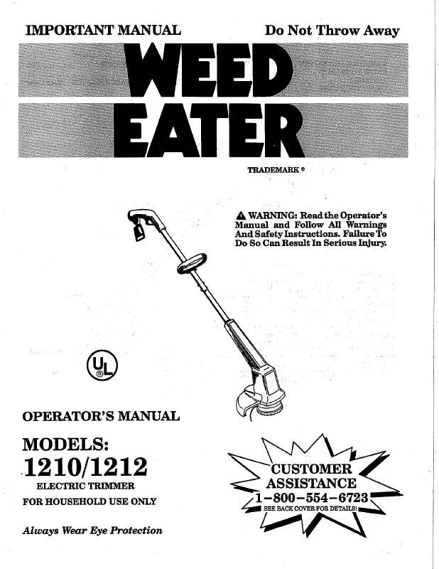 Mode d'emploi WEED EATER 1212