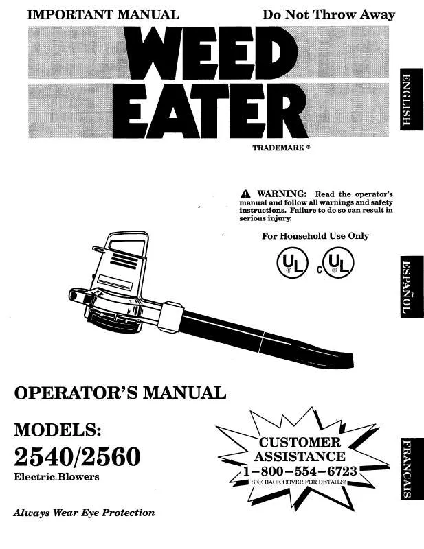 Mode d'emploi WEED EATER 2540