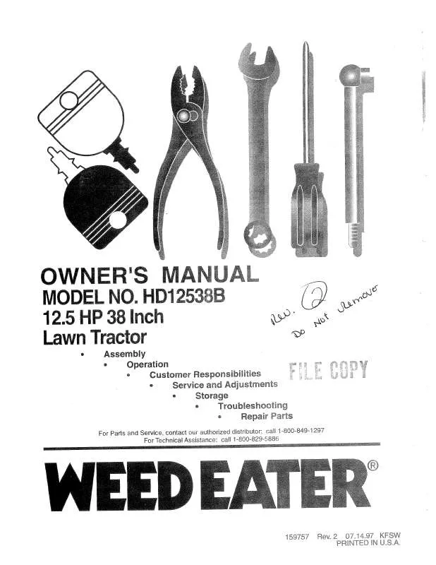 Mode d'emploi WEED EATER HD12538B