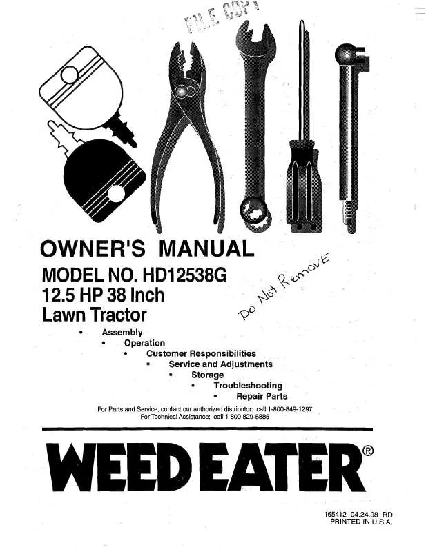 Mode d'emploi WEED EATER HD12538G