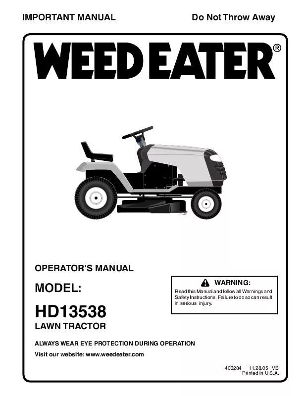 Mode d'emploi WEED EATER HD13538