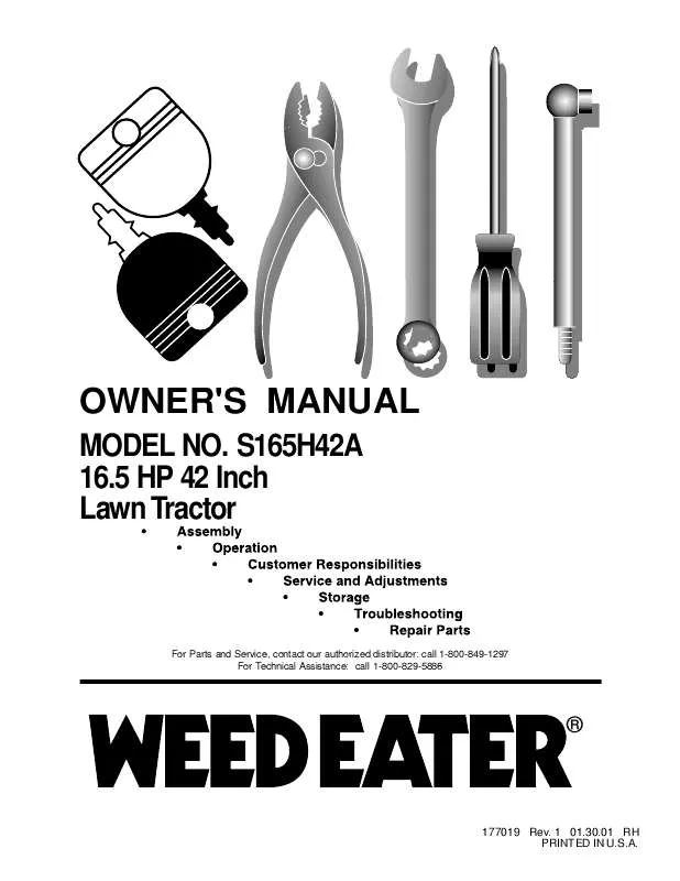 Mode d'emploi WEED EATER S165H42A