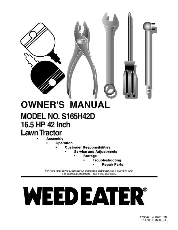 Mode d'emploi WEED EATER S165H42
