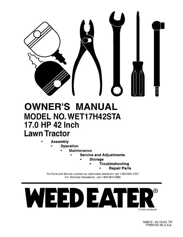 Mode d'emploi WEED EATER WET17H42STA