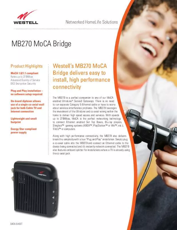 Mode d'emploi WESTELL MB270 MOCA BRIDGE