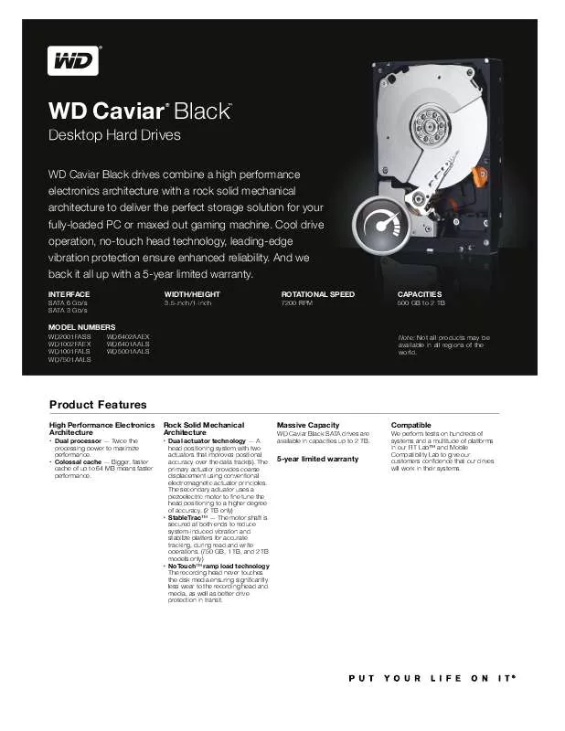Mode d'emploi WESTERN DIGITAL CAVIAR BLACK