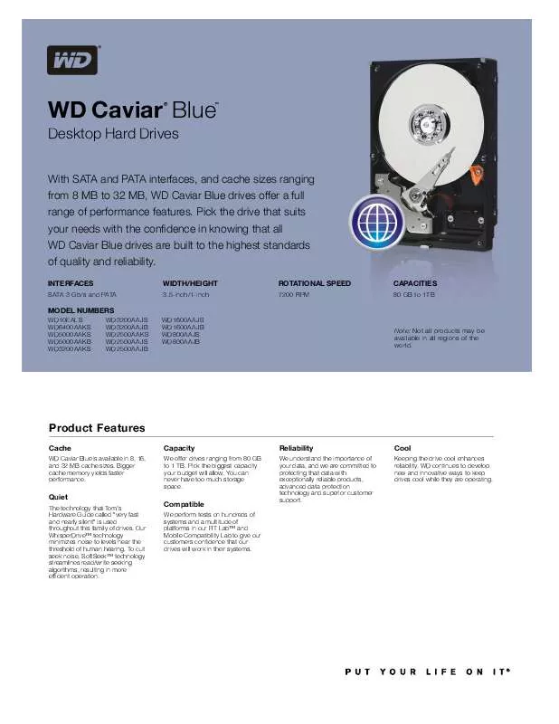 Mode d'emploi WESTERN DIGITAL CAVIAR BLUE