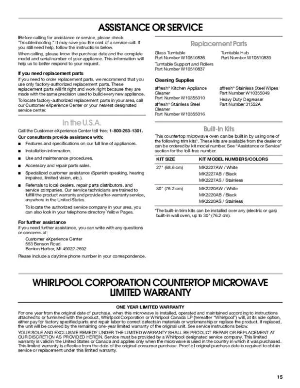 Mode d'emploi WHIRLPOOL UMC5225DS