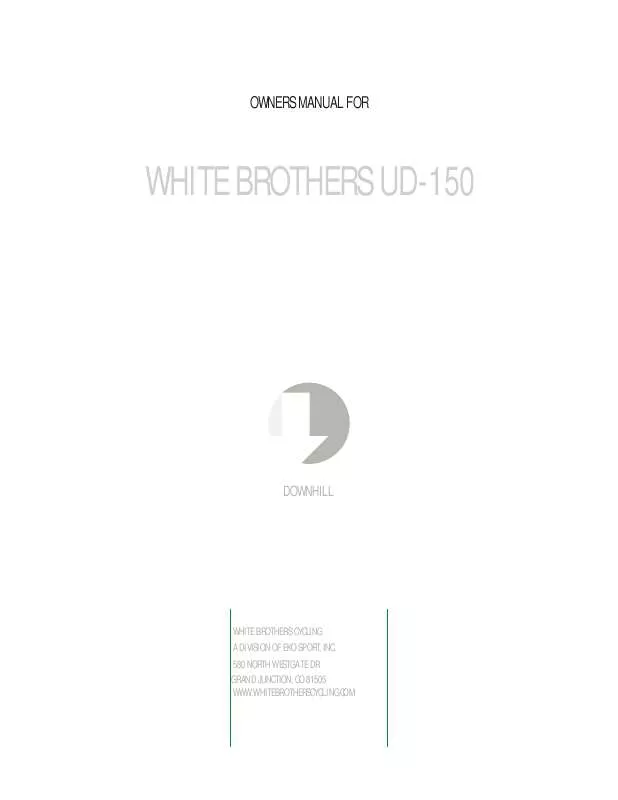 Mode d'emploi WHITE BROTHERS CYCLING WBUD150