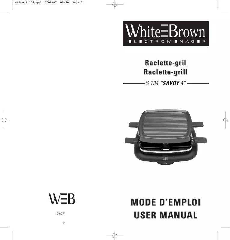 Mode d'emploi WHITE BROWN S 134