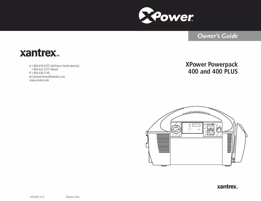 Mode d'emploi XANTREX XPOWER POWERPACK 400 PLUS