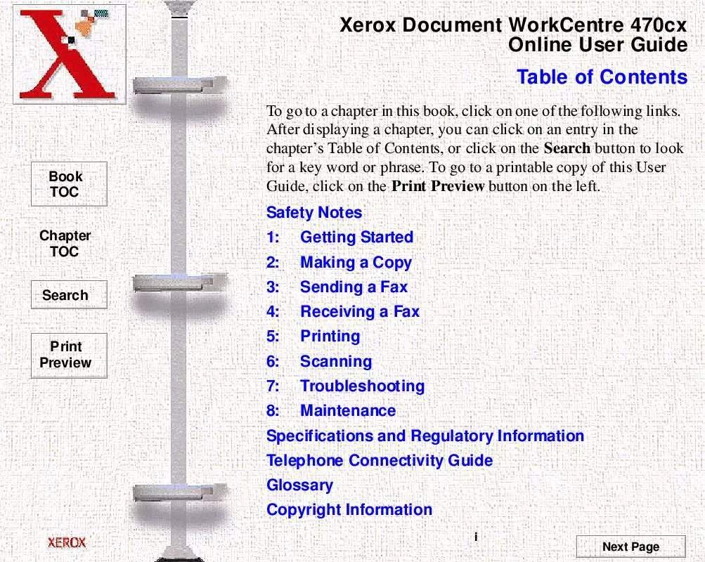 Mode d'emploi XEROX WORKCENTRE 470CX