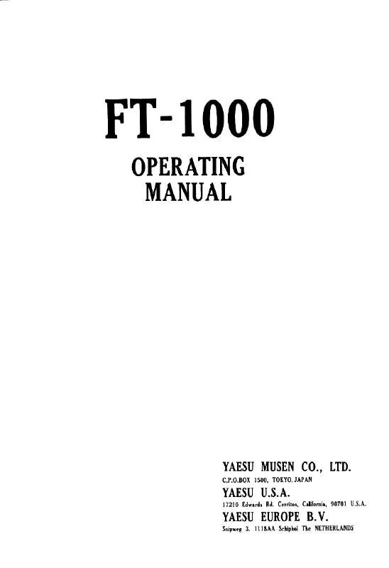 Mode d'emploi YAESU FT-1000