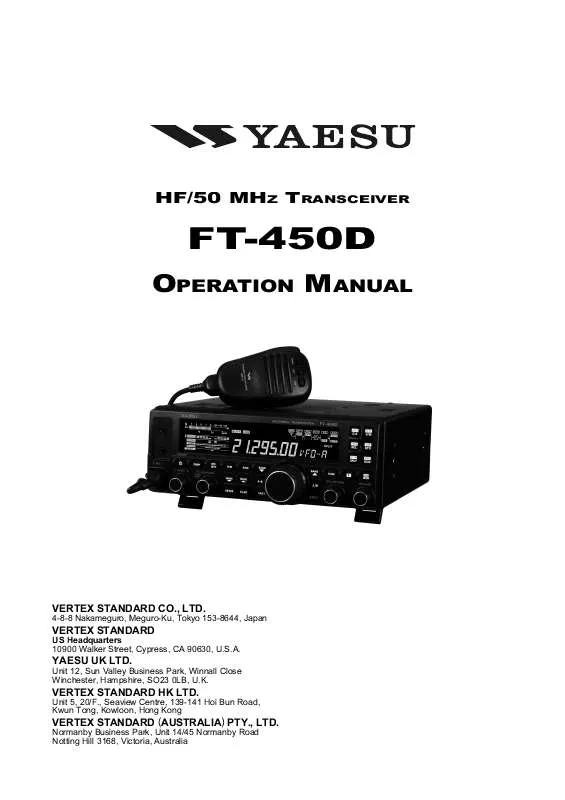 Mode d'emploi YAESU FT-450D