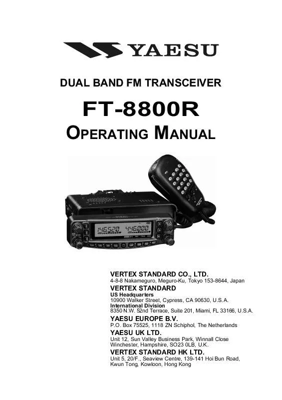 Mode d'emploi YAESU FT-8800R