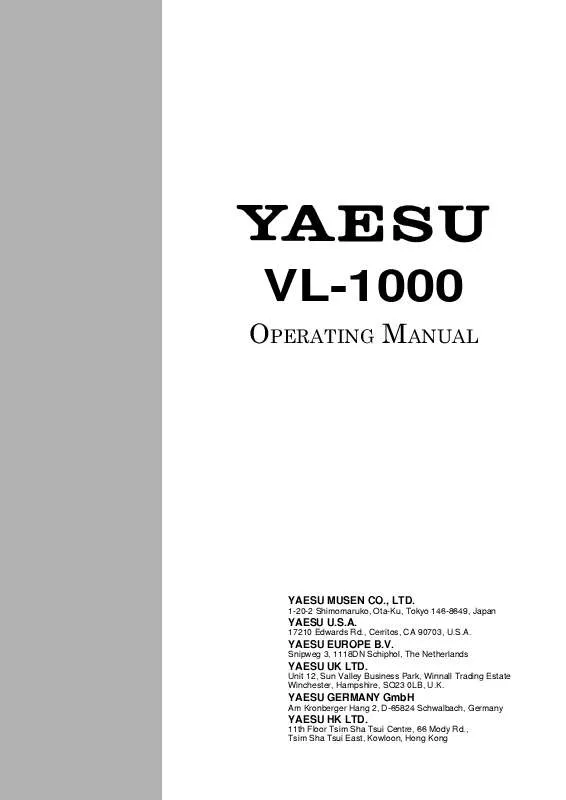 Mode d'emploi YAESU VL-1000