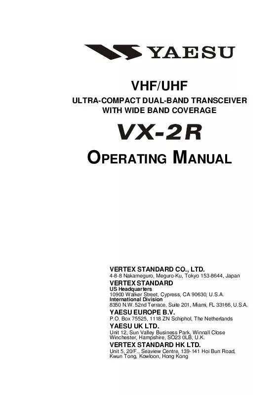 Mode d'emploi YAESU VX-2R