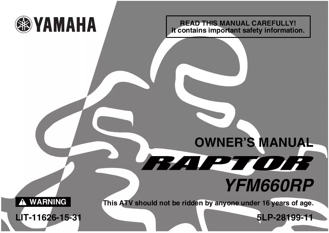 Mode d'emploi YAMAHA 660R RAPTOR-2002
