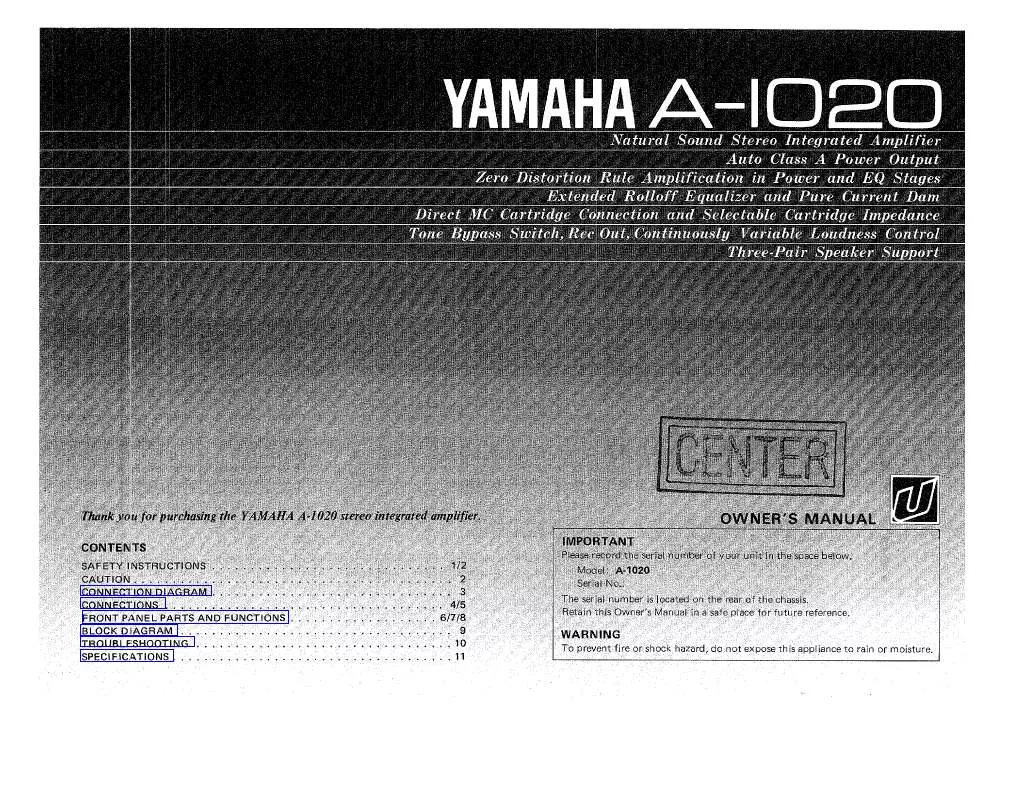 Mode d'emploi YAMAHA A-1020