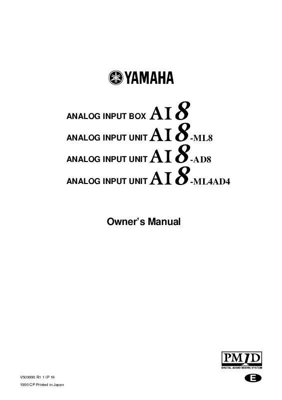 Mode d'emploi YAMAHA AI8-AI8-ML8-AI8-AD8-AI8-ML4AD4