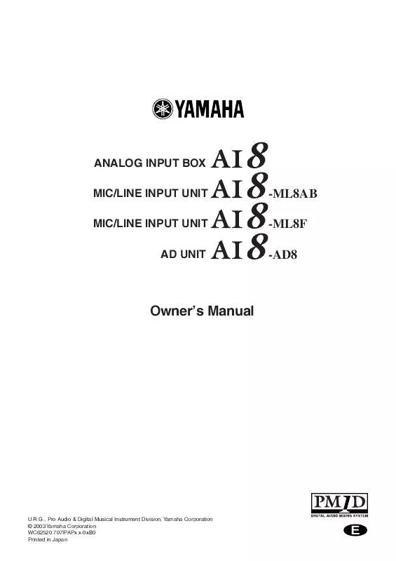 Mode d'emploi YAMAHA AI8-AI8-ML8AB-AI8-MLF-AI8-AD8