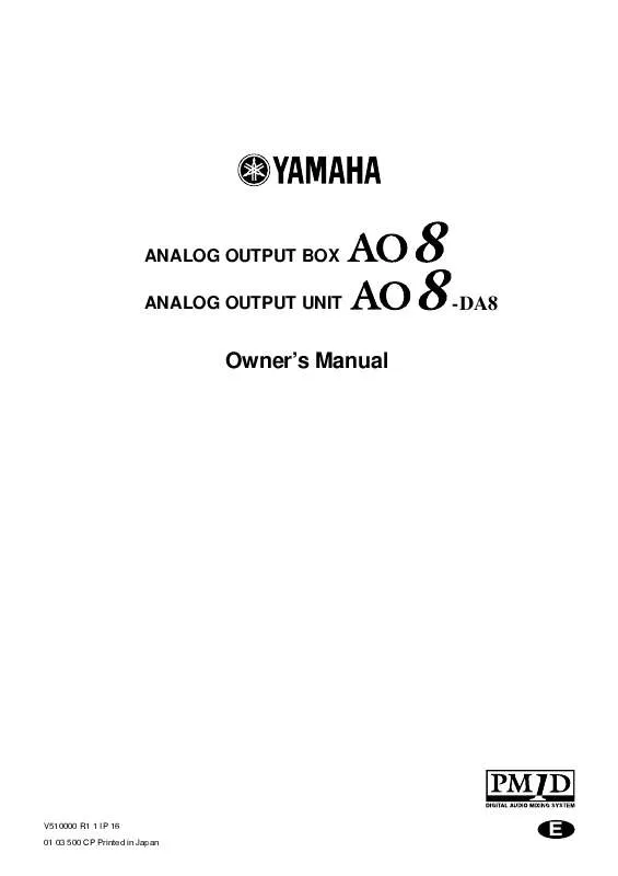 Mode d'emploi YAMAHA AO8-AO8-DA8