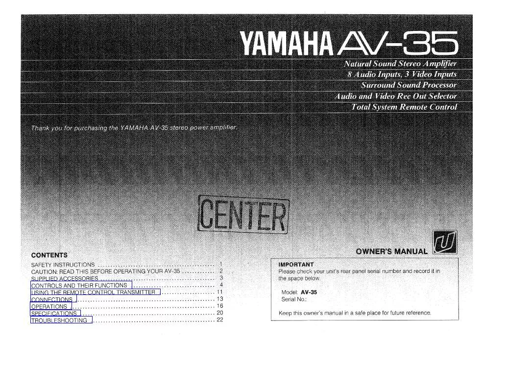Mode d'emploi YAMAHA AV-35