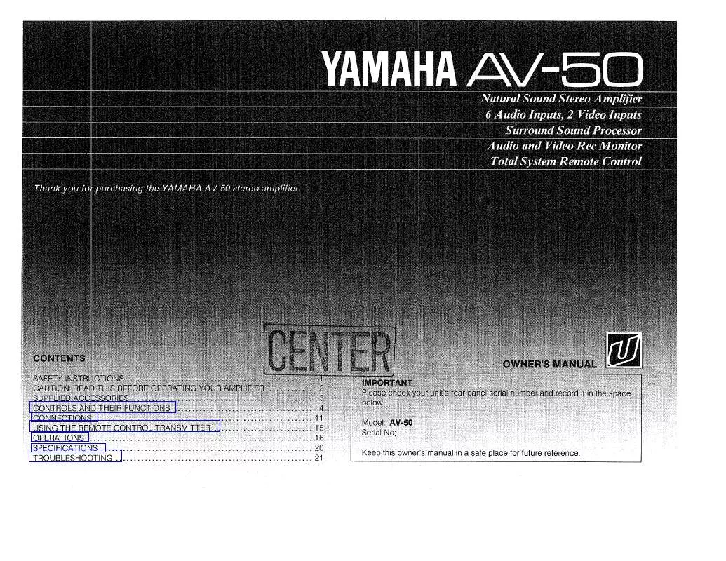 Mode d'emploi YAMAHA AV-50