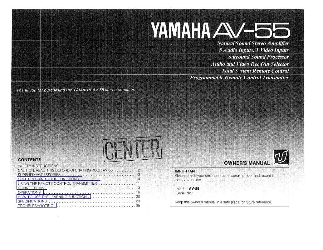 Mode d'emploi YAMAHA AV-55