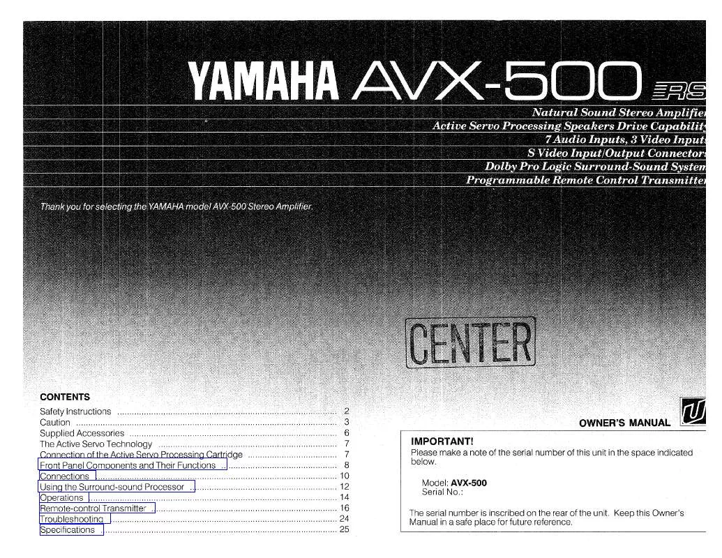 Mode d'emploi YAMAHA AVX-500