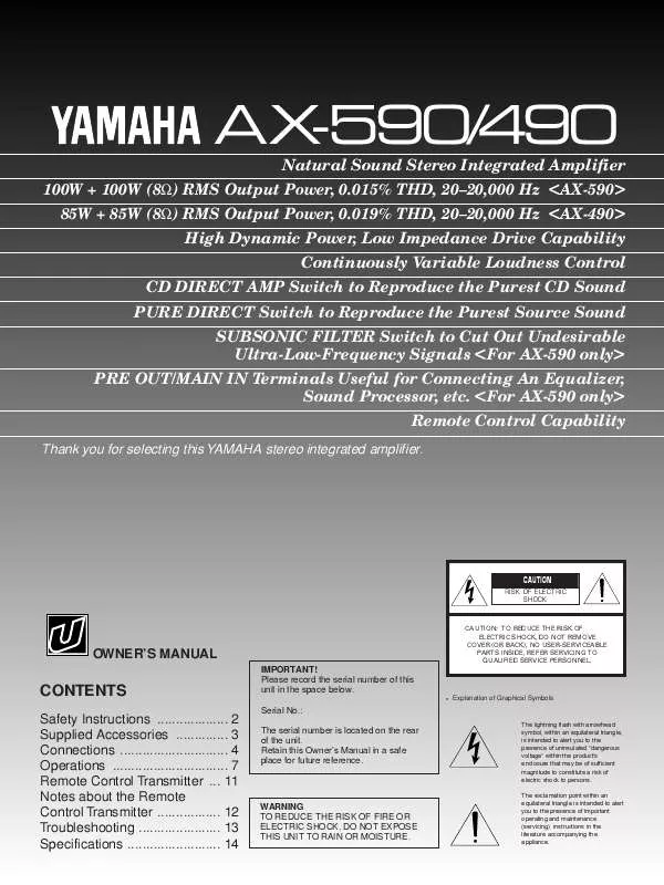 Mode d'emploi YAMAHA AX-490