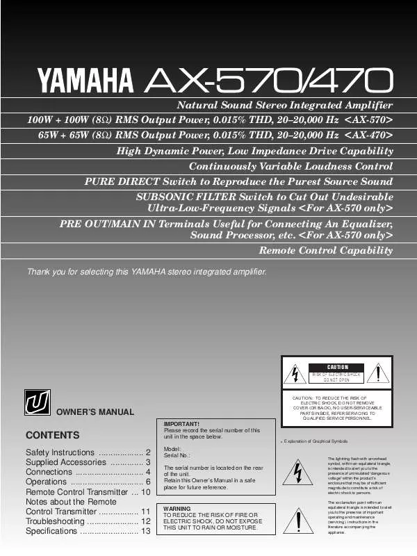 Mode d'emploi YAMAHA AX-570