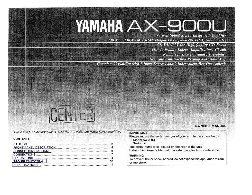 Mode d'emploi YAMAHA AX-900