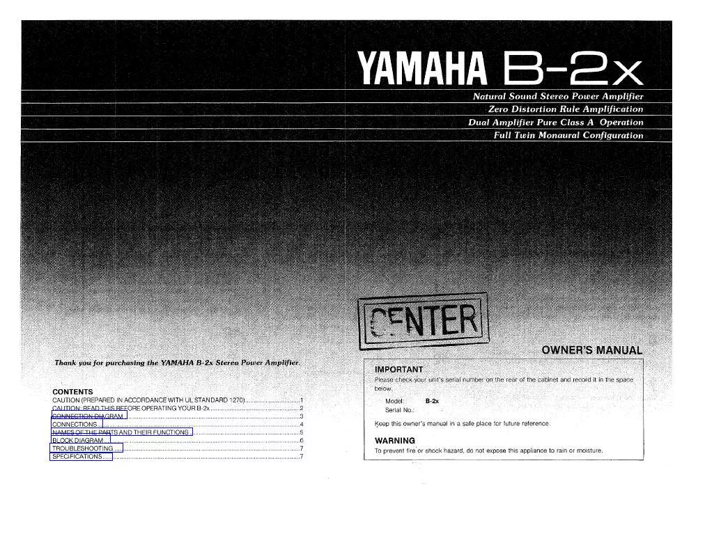 Mode d'emploi YAMAHA B-2X