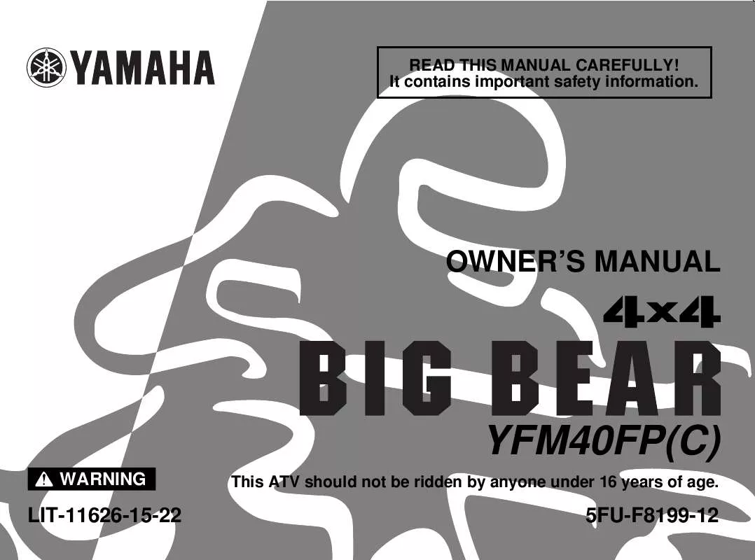 Mode d'emploi YAMAHA BIG BEAR 400 4X4-2002