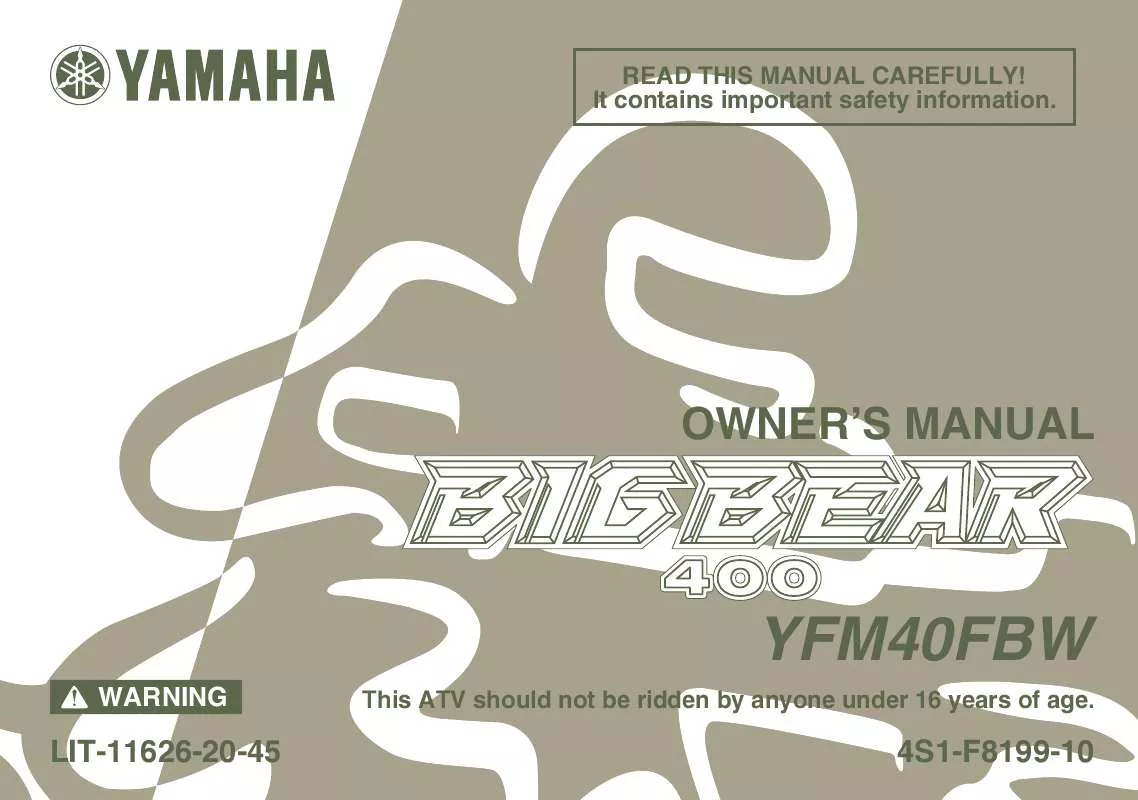 Mode d'emploi YAMAHA BIG BEAR 400 IRS 4X4 EXPLORING EDITION-2007