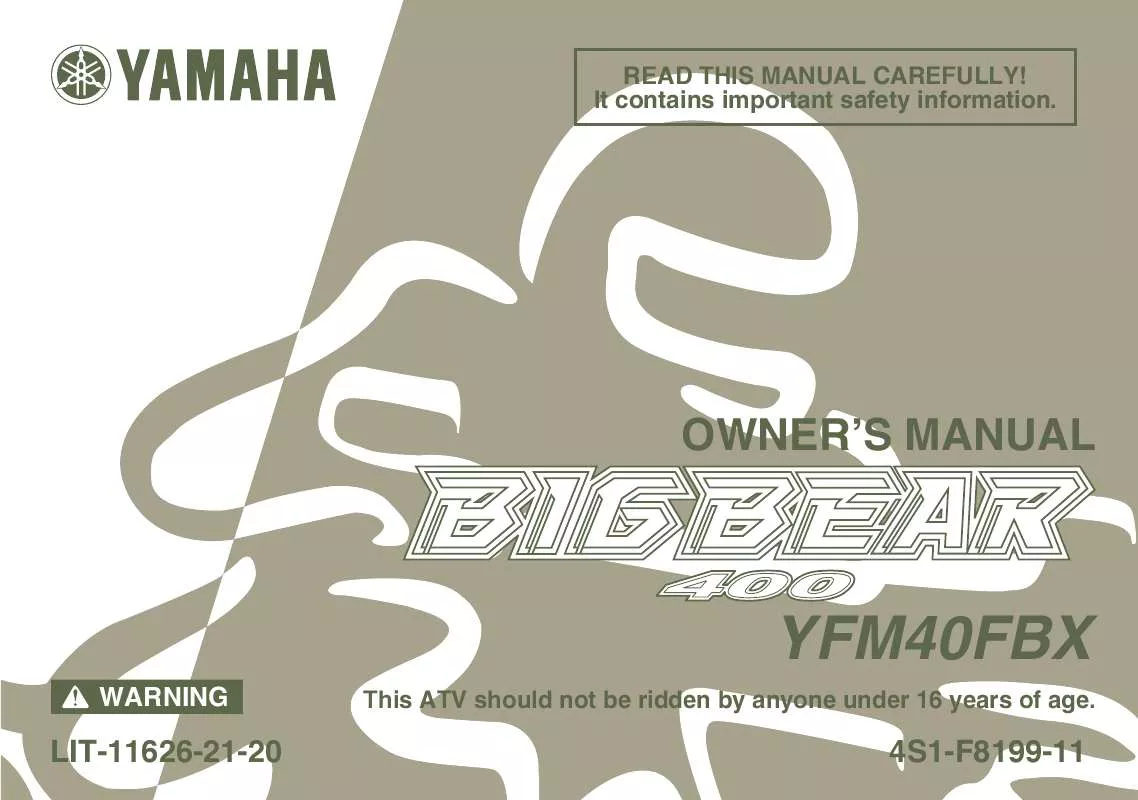 Mode d'emploi YAMAHA BIG BEAR 400 IRS 4X4-2008