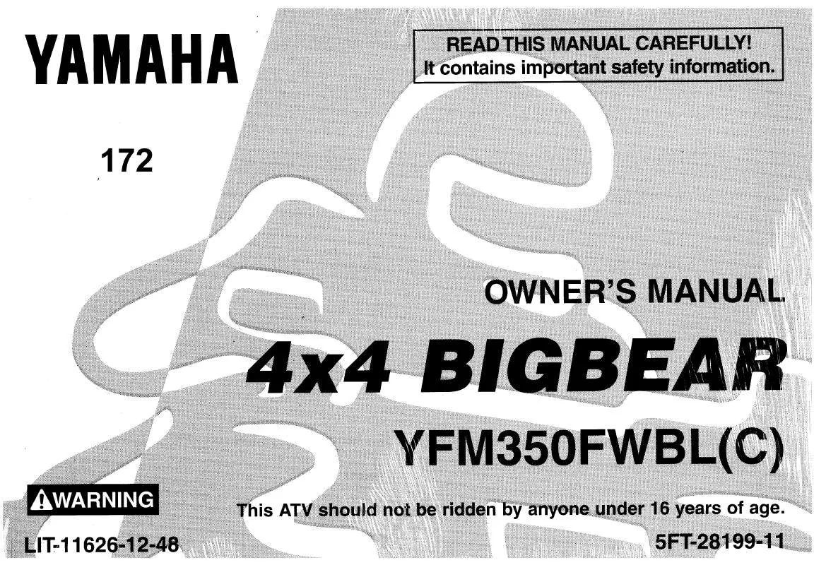 Mode d'emploi YAMAHA BIG BEAR 4X4-1999