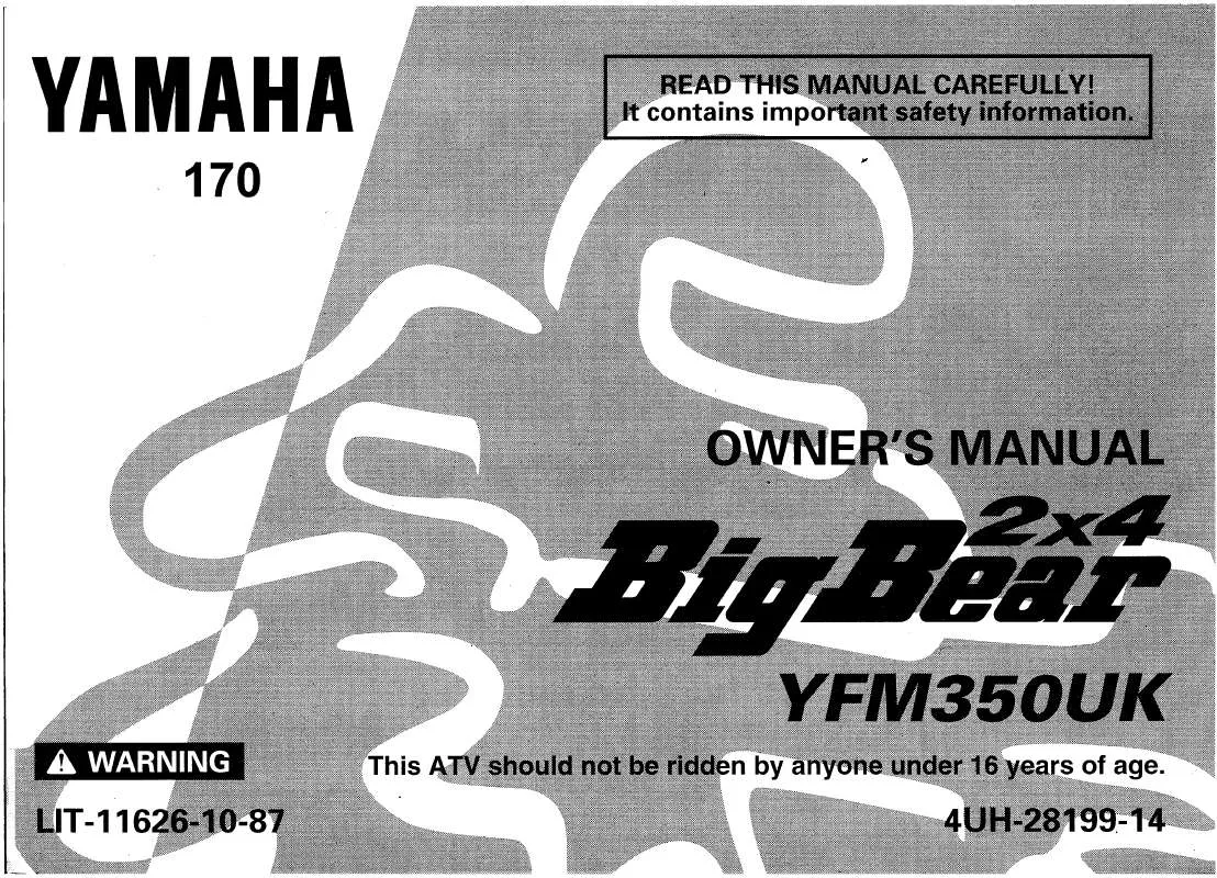 Mode d'emploi YAMAHA BIG BEAR-1998