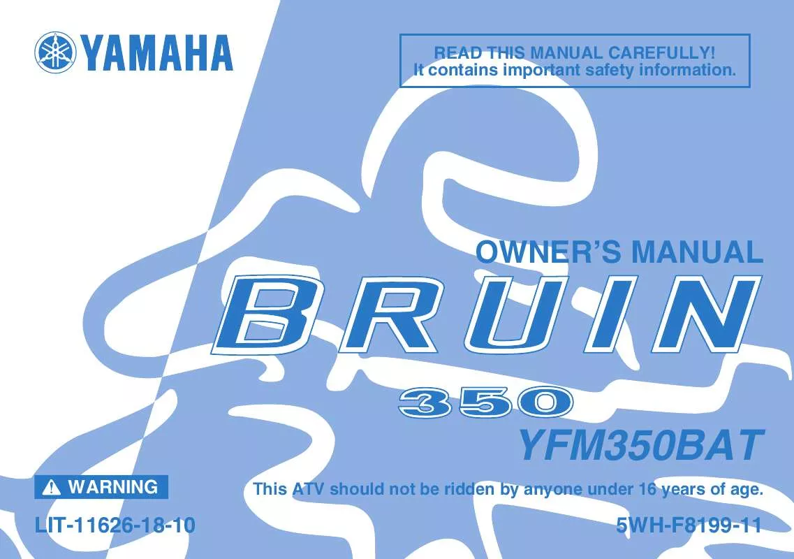 Mode d'emploi YAMAHA BRUIN 350 AUTO. 4X4-2005