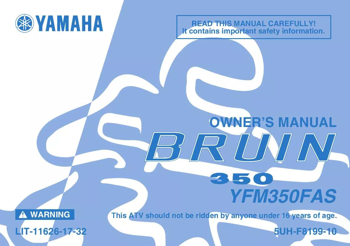 Mode d'emploi YAMAHA BRUIN 350 AUTOMATIC-2004