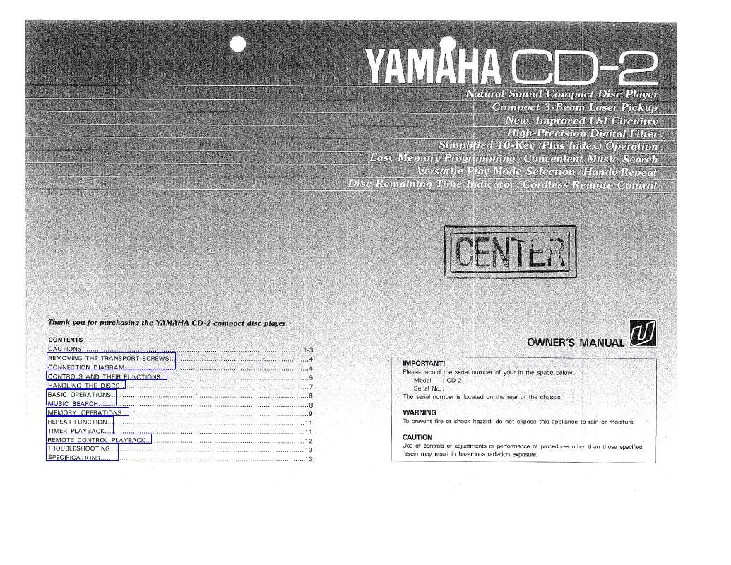 Mode d'emploi YAMAHA CD-2