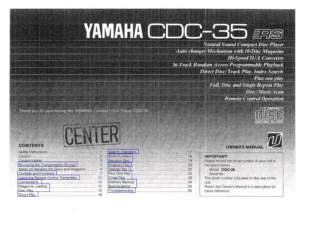 Mode d'emploi YAMAHA CDC-35