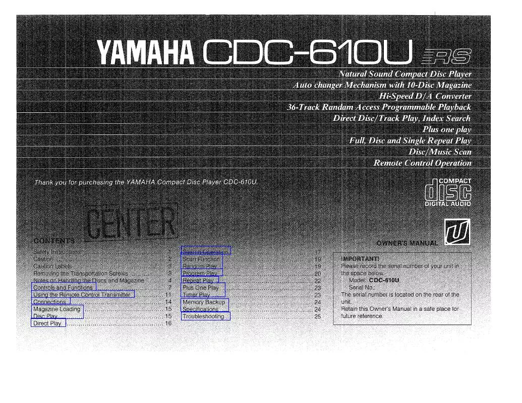 Mode d'emploi YAMAHA CDC-610